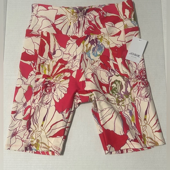 Josie Natori Printed Solstice Pink Poppy Bike Shorts - Picture 2 of 6